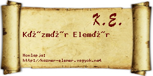 Kázmér Elemér névjegykártya