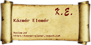 Kázmér Elemér névjegykártya